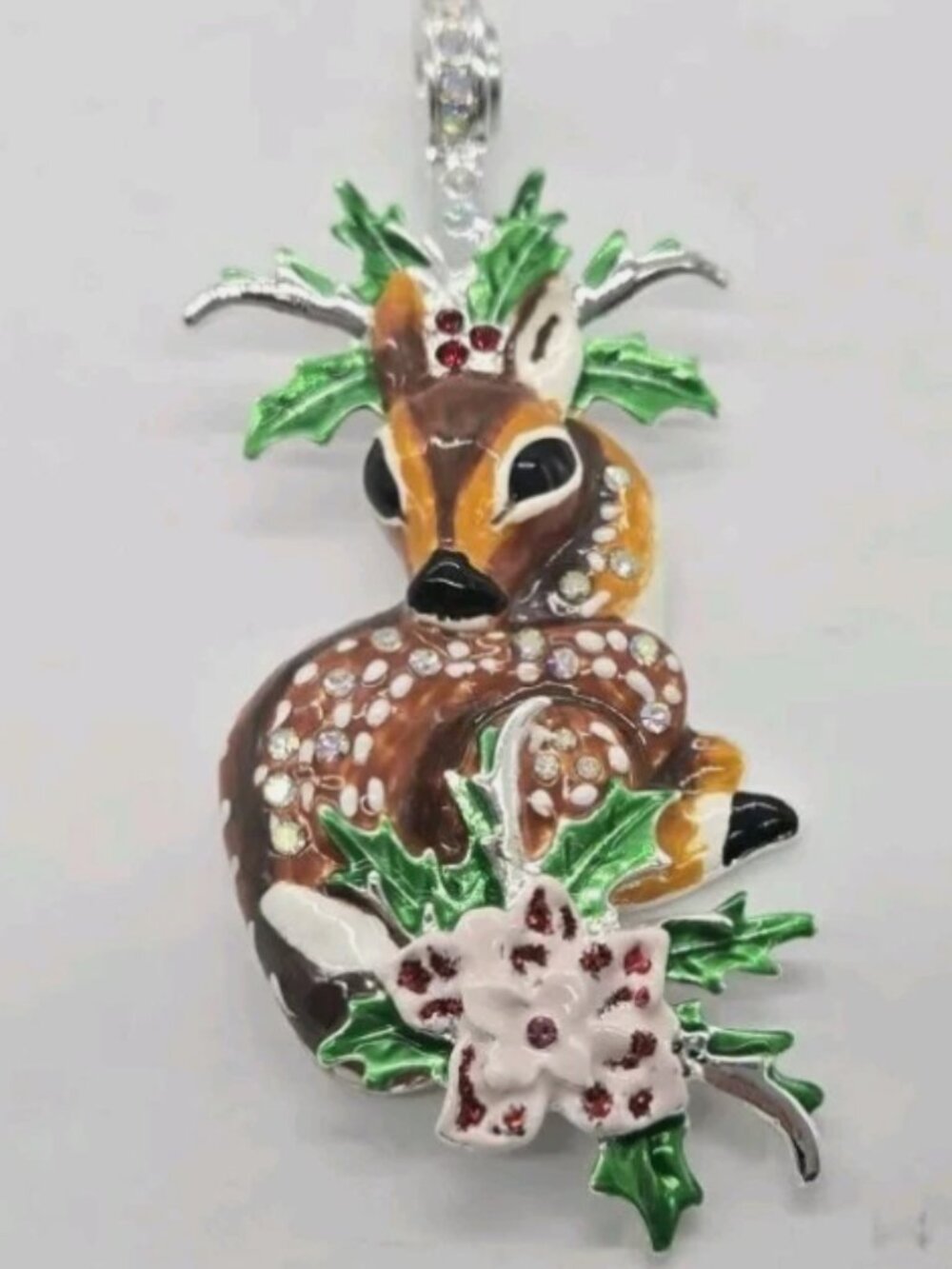 Kirks Folly Christmas Fawn Magnetic Enhancer Sterling Silver tone Rare